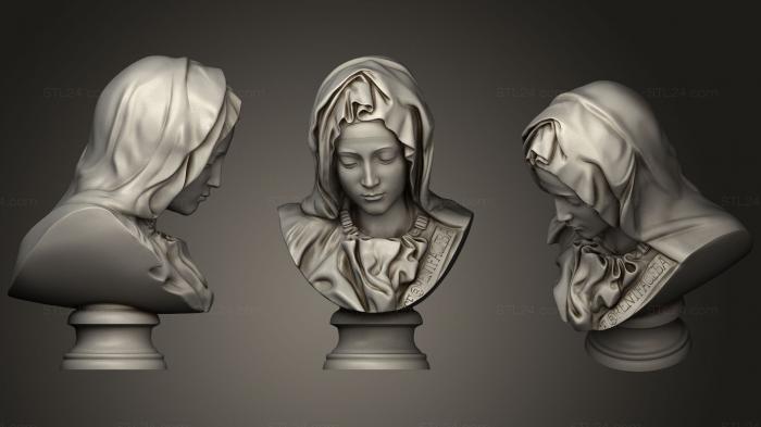 Бюсты и головы античные и исторические (Бюст Марии (из Пьеты Микеланджело), BUSTA_0613) 3D модель для ЧПУ станка